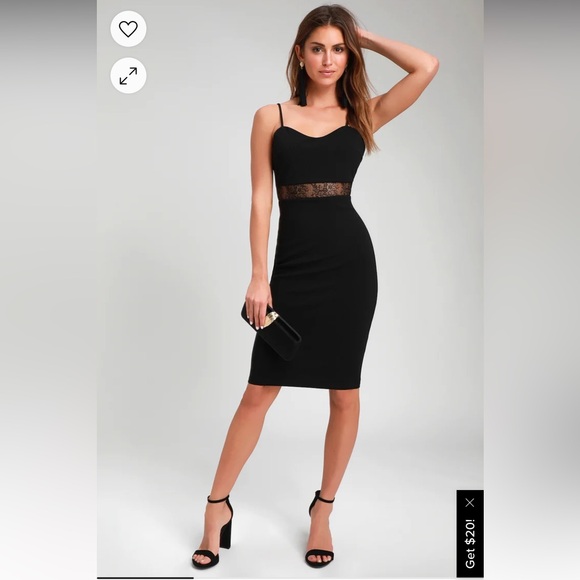 LULU’S Limo Ride Black Lace Bodycon Midi Dress Size XL EUC - Picture 2 of 12
